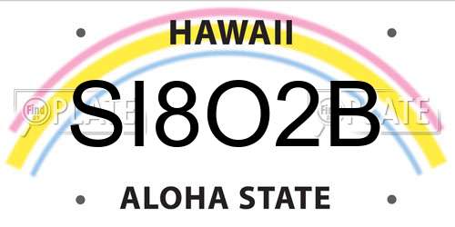 SI8O2B Hawaii License Plate