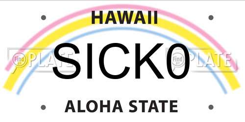SICK0 Hawaii License Plate