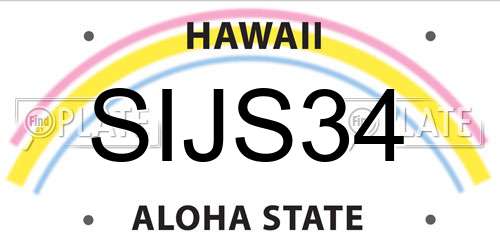 SIJS34 Hawaii License Plate