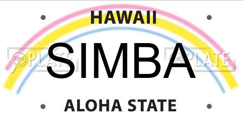 SIMBA Hawaii License Plate