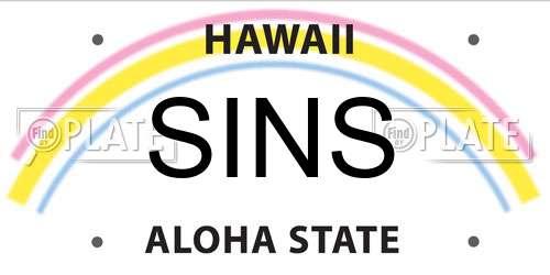 SINS Hawaii License Plate