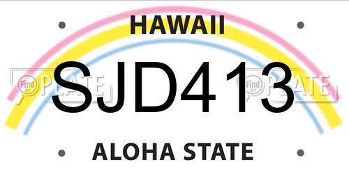 SJD413 Hawaii License Plate