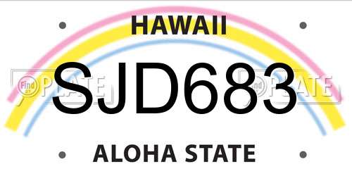 SJD683 Hawaii License Plate