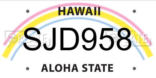 SJD958 Hawaii License Plate