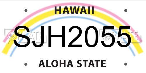SJH2055 Hawaii License Plate