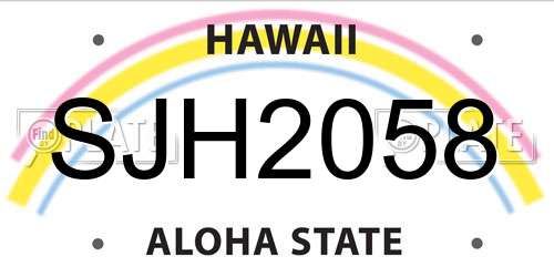 SJH2058 Hawaii License Plate