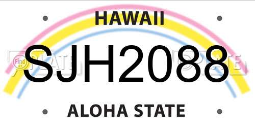 SJH2088 Hawaii License Plate