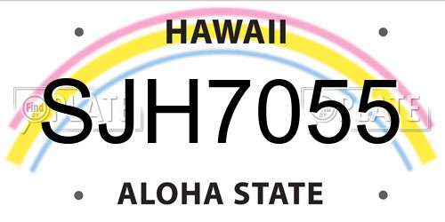 SJH7055 Hawaii License Plate