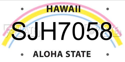 SJH7058 Hawaii License Plate