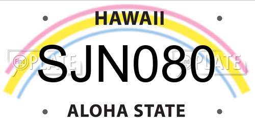 SJN080 Hawaii License Plate