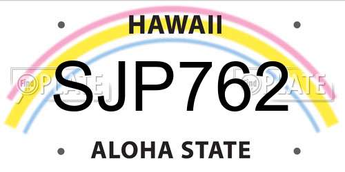 SJP762 Hawaii License Plate