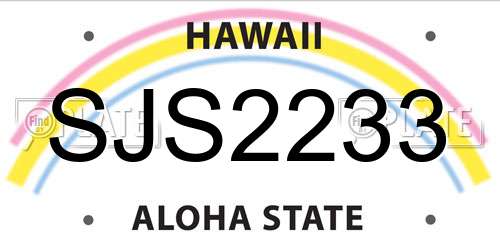 SJS2233 Hawaii License Plate