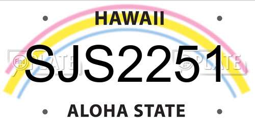 SJS2251 Hawaii License Plate