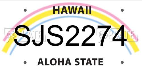SJS2274 Hawaii License Plate