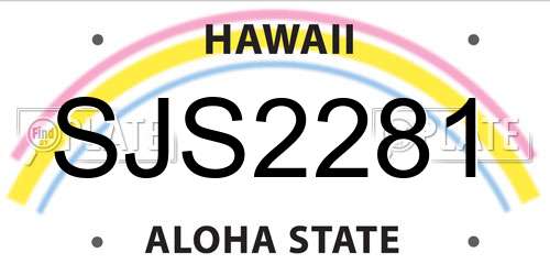 SJS2281 Hawaii License Plate