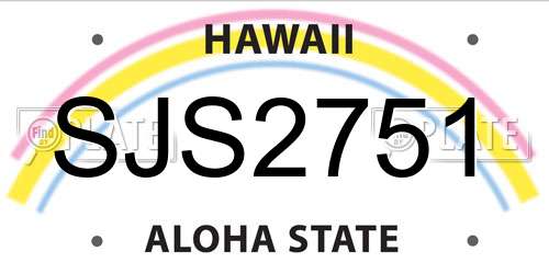 SJS2751 Hawaii License Plate