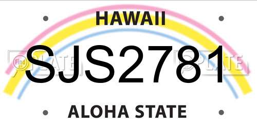 SJS2781 Hawaii License Plate