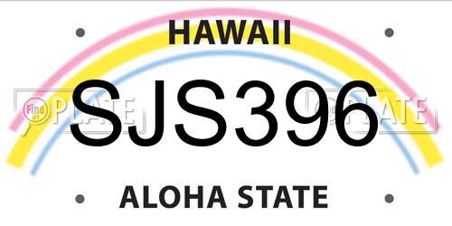 SJS396 Hawaii License Plate
