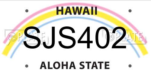 SJS402 Hawaii License Plate
