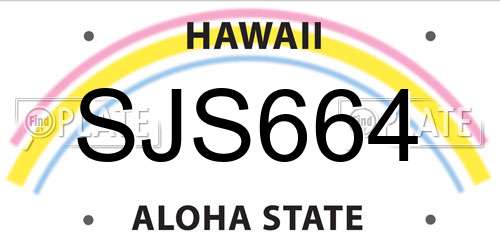 SJS664 Hawaii License Plate