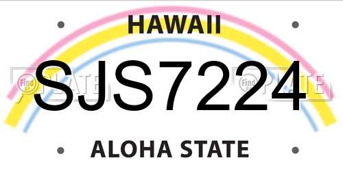 SJS7224 Hawaii License Plate