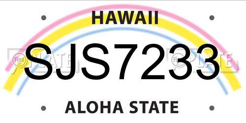 SJS7233 Hawaii License Plate