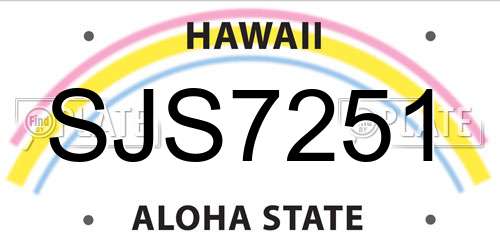 SJS7251 Hawaii License Plate