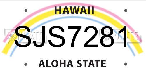 SJS7281 Hawaii License Plate