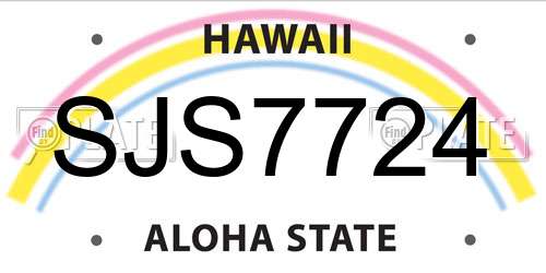 SJS7724 Hawaii License Plate