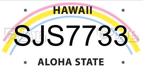 SJS7733 Hawaii License Plate