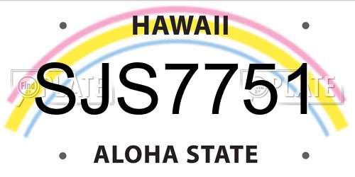SJS7751 Hawaii License Plate