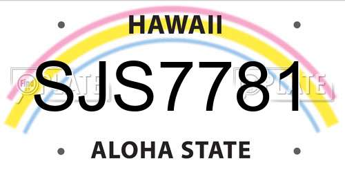 SJS7781 Hawaii License Plate
