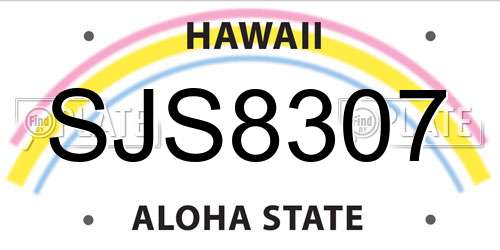 SJS8307 Hawaii License Plate