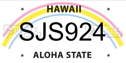 SJS924 Hawaii License Plate