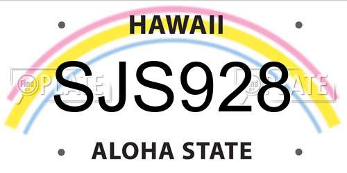 SJS928 Hawaii License Plate