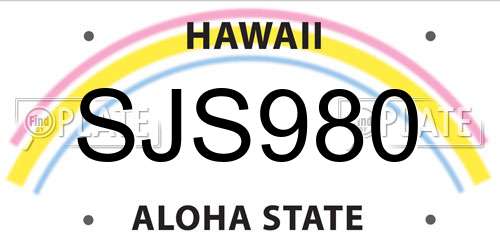 SJS980 Hawaii License Plate