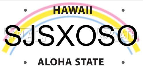 SJSXOSO Hawaii License Plate