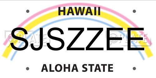 SJSZZEE Hawaii License Plate