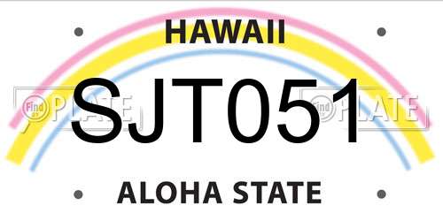 SJT051 Hawaii License Plate