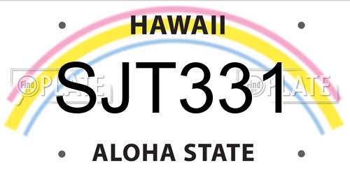 SJT331 Hawaii License Plate