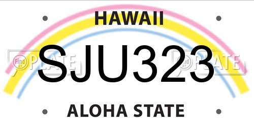 SJU323 Hawaii License Plate