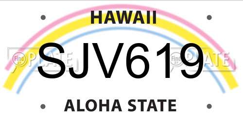SJV619 Hawaii License Plate