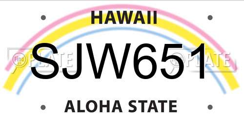 SJW651 Hawaii License Plate