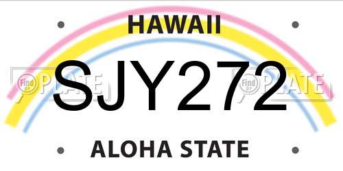 SJY272 Hawaii License Plate