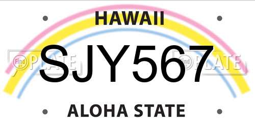 SJY567 Hawaii License Plate