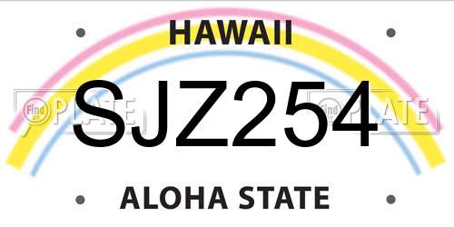 SJZ254 Hawaii License Plate