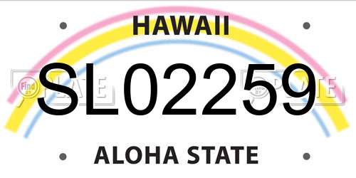 SL02259 Hawaii License Plate