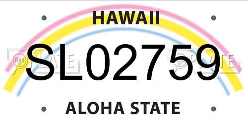 SL02759 Hawaii License Plate