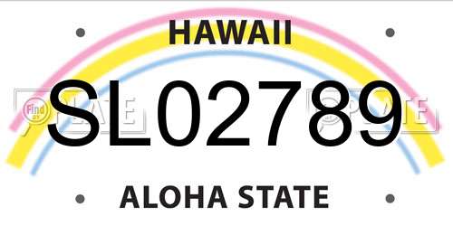 SL02789 Hawaii License Plate