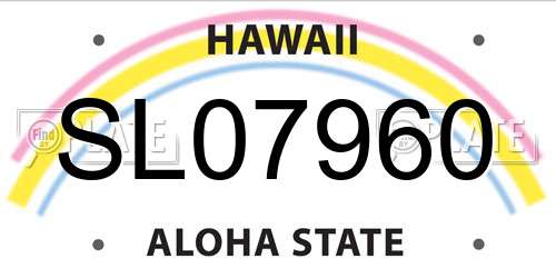 SL07960 Hawaii License Plate